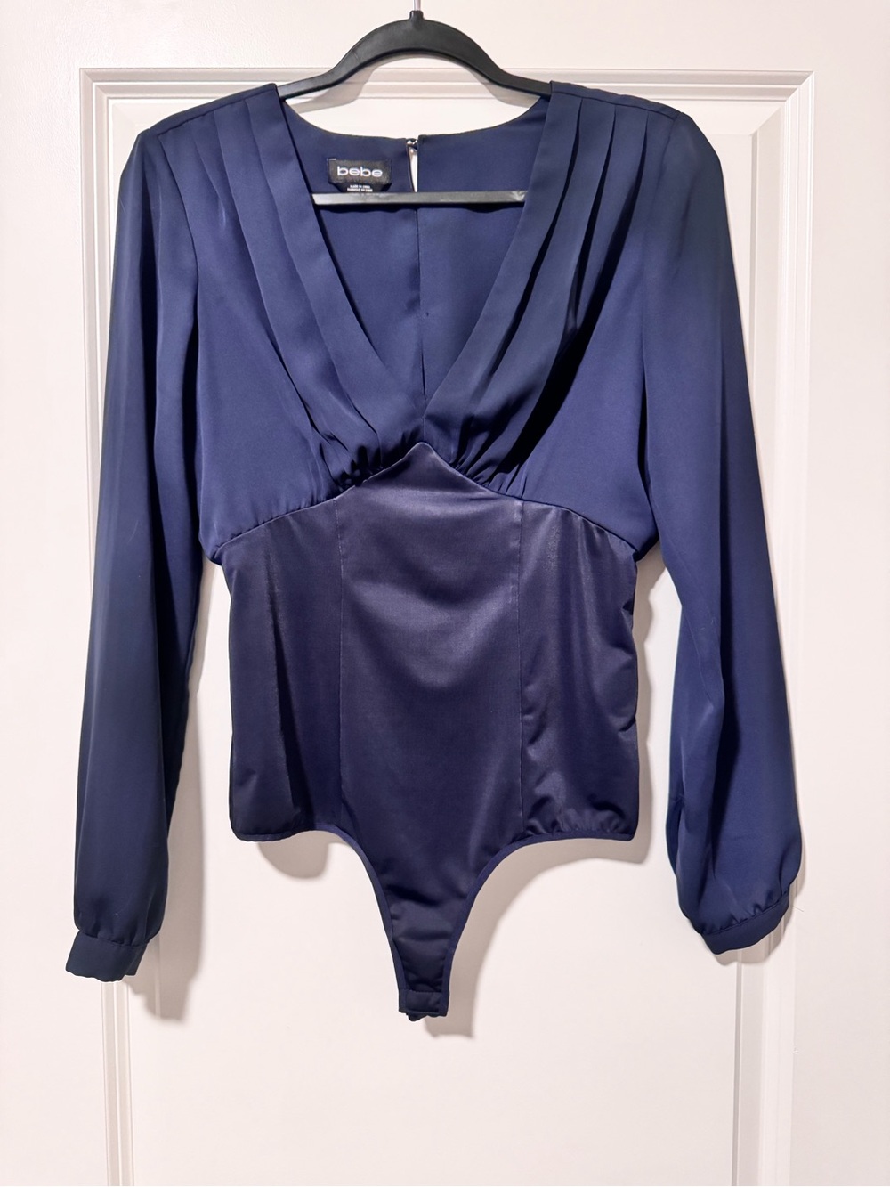 BEBE Long Sleeve Bodysuit Top Navy Blue Size S